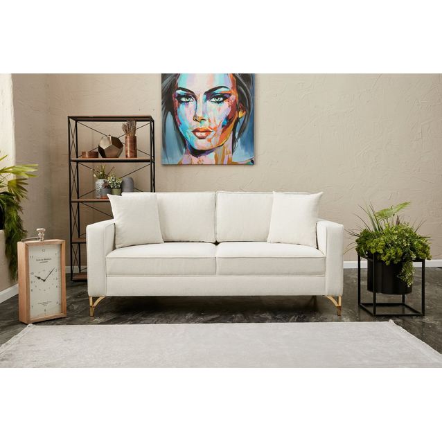Sohva Linento Furniture Berlin, 2-istuttava, leveys 180cm, kerma/kulta