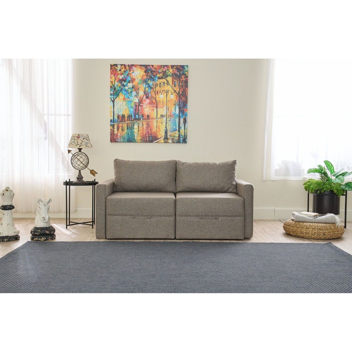 Vuodesohva Linento Furniture Saros, 2-istuttava, ruskea