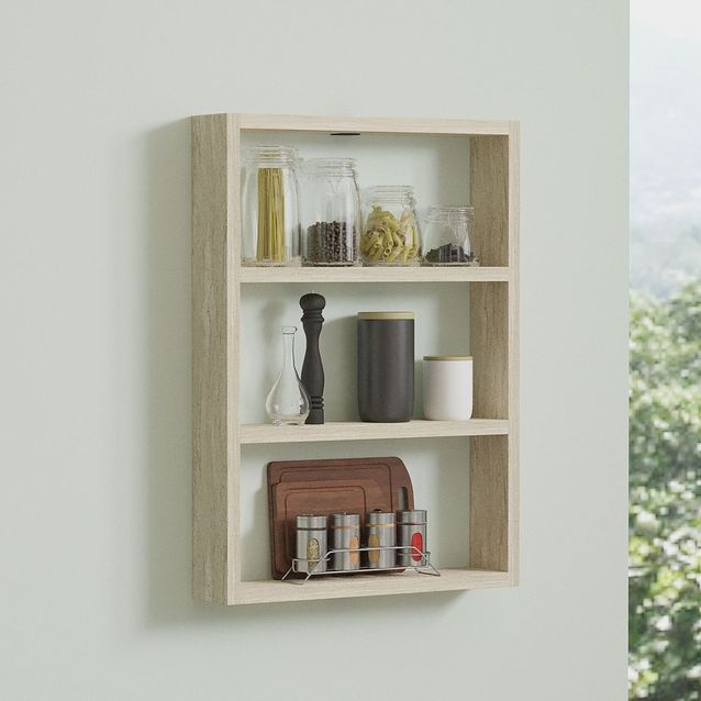 Seinähylly Linento Furniture PR1-T, beige travertiinikuosi