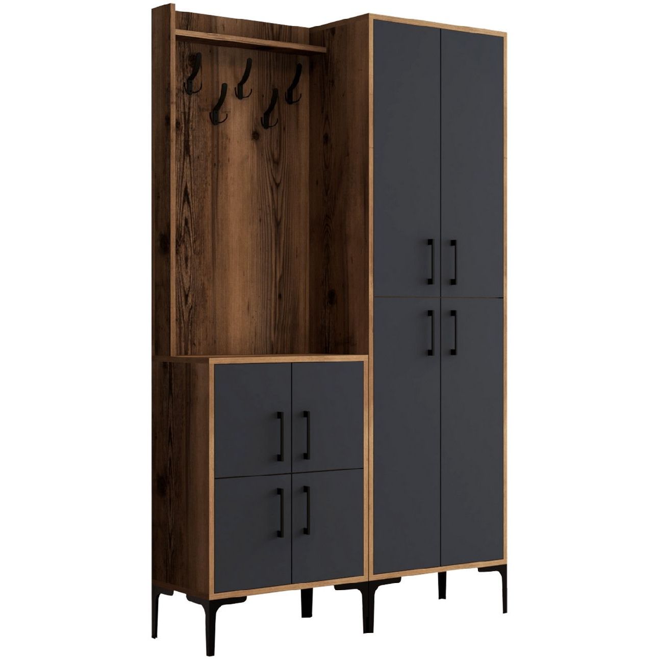 Vaatenaulakko Linento Furniture Berlin BA pähkinä/antrasiitti