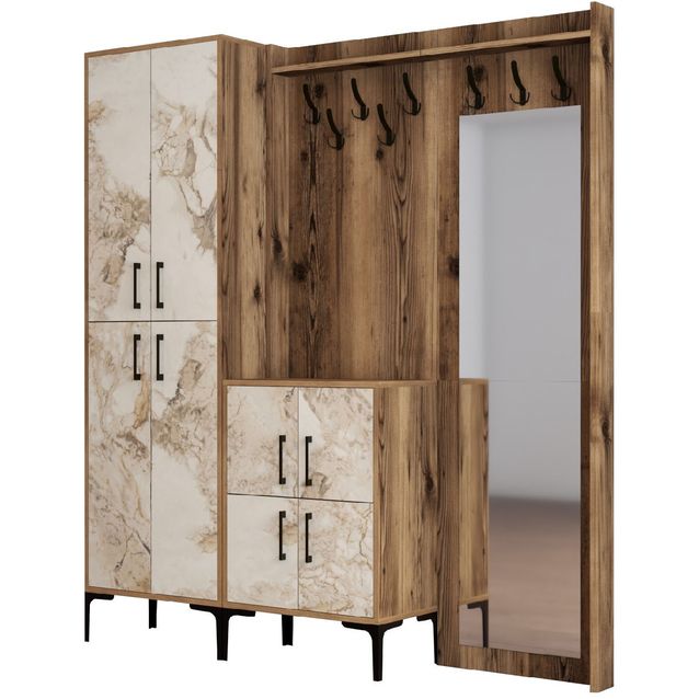 Vaatenaulakko Linento Furniture Berlin ABC pähkinä/valkoinen marmori