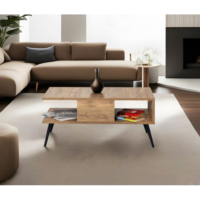 Sohvapöytä Linento Furniture Bukle, leveys 90cm, ruskea/musta