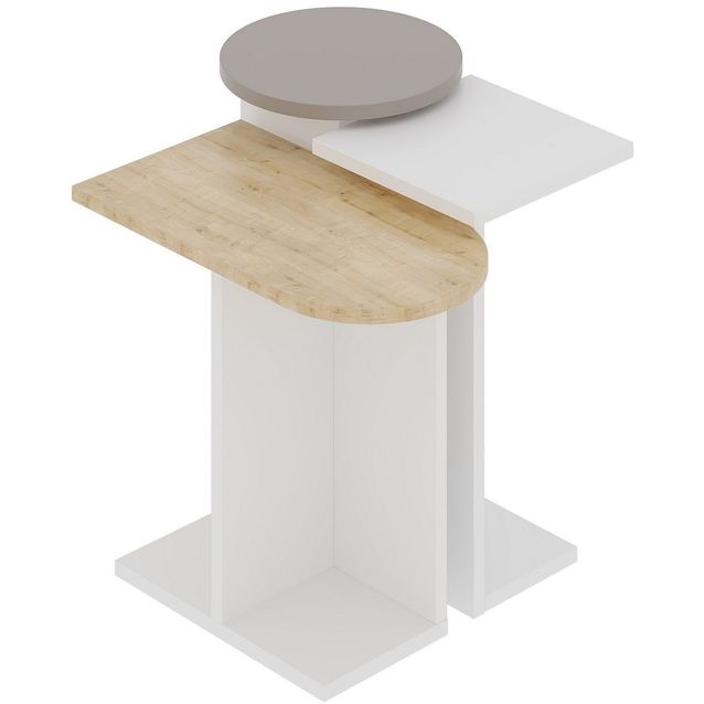 Sarjapöytä Linento Furniture Mund 3-osainen valkoinen/tammi/beige