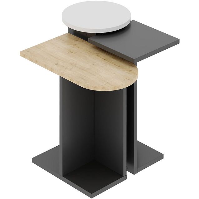 Sarjapöytä Linento Furniture Mund 3-osainen antrasiitti/tammi/valkoinen