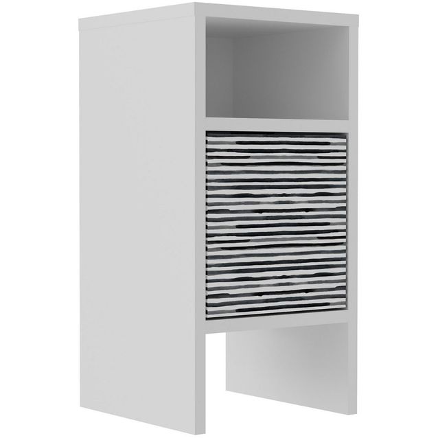 Yöpöytä Linento Furniture Grandma raidallinen valkoinen/harmaa