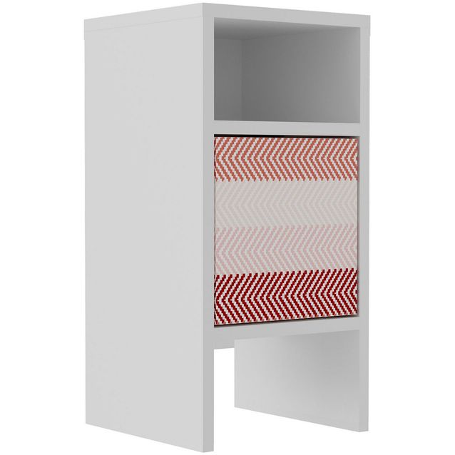 Yöpöytä Linento Furniture Grandma siksak valkoinen/punainen