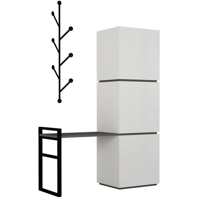 Kenkäkaappi Linento Furniture Mello valkoinen/antrasiitti