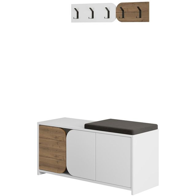 Säilytyskokonaisuus eteiseen Linento Furniture Moni ruskea/valkoinen