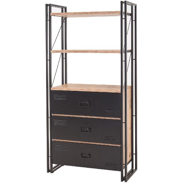 Kirjahylly Linento Furniture Cosmo Cortex Atlantic Pine/musta