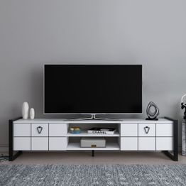 TV-taso Linento Furniture Mora, leveys 184cm, valkoinen/musta