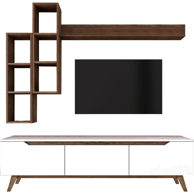TV-taso seinähyllyköllä Linento Furniture M16-804, valkoinen/ruskea