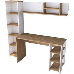 Työpöytä Linento Furniture HA125 - 3428 seinähylly saksanpähkinä/valkoinen