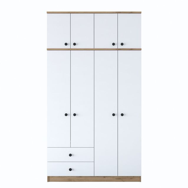 Vaatekaappi Linento Furniture BA121-2696, 120x216.8cm, valkoinen/ruskea