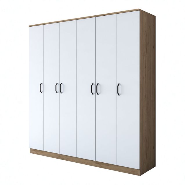 Vaatekaappi Linento Furniture BA114-2274, 180x190.8cm, valkoinen/ruskea