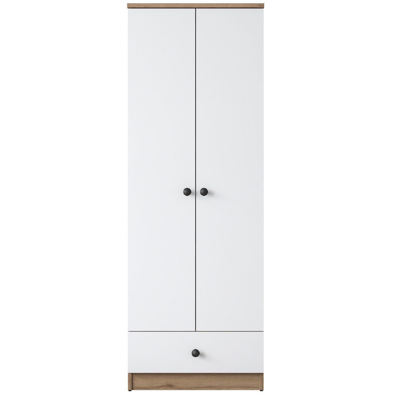Vaatekaappi Linento Furniture BA118 2418, 60cm, valkoinen/pähkinä