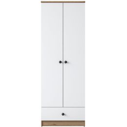 Vaatekaappi Linento Furniture BA118 2418, 60cm, valkoinen/pähkinä