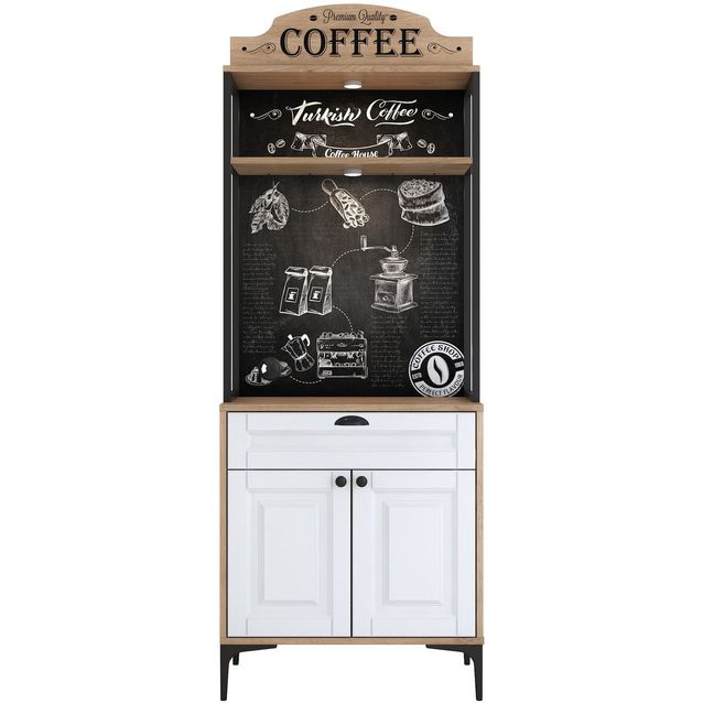 Aamiaiskaappi Linento Furniture JE157 - 3123 saksanpähkinä/valkoinen/musta