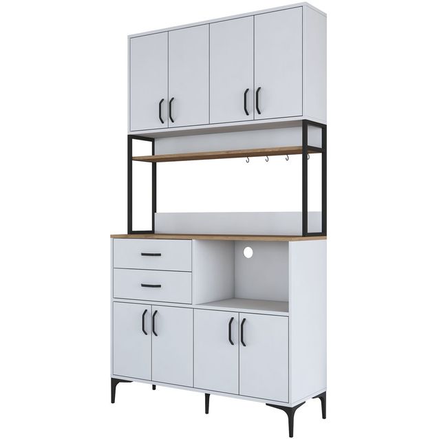 Aamiaiskaappi Linento Furniture JE180 - 3403 saksanpähkinä/valkoinen/musta