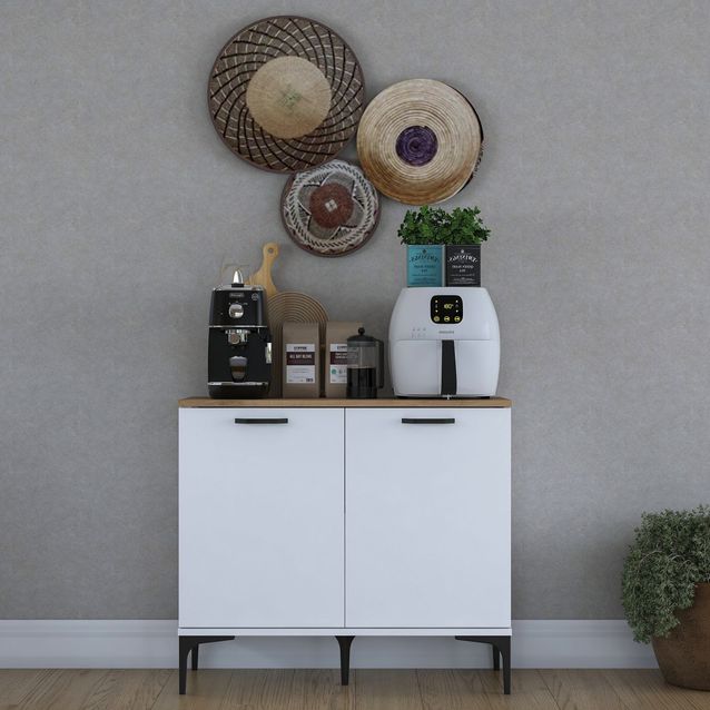 Kaappi Linento Furniture JE190-3793, 90.2x78.6cm, ruskea/valkoinen