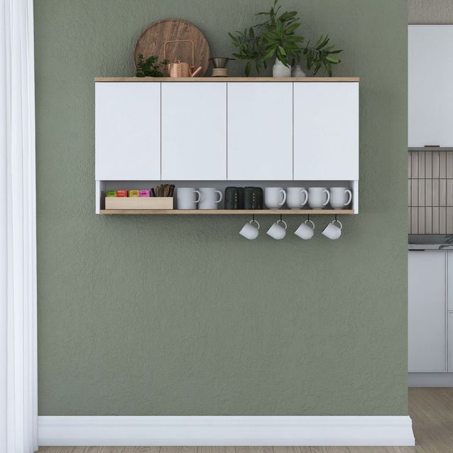 Seinäkaappi Linento Furniture JE198-3811, 120x61.8cm, ruskea/valkoinen