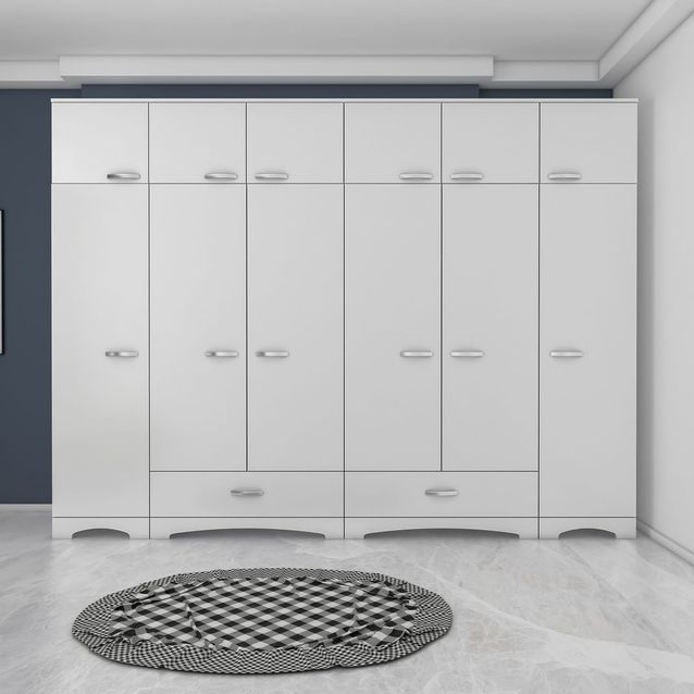 Vaatekaappi Linento Furniture BA133-3851, 245x226cm, valkoinen