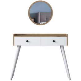 Meikkipöytä Linento Furniture BJ103 2233 valkoinen/pähkinä