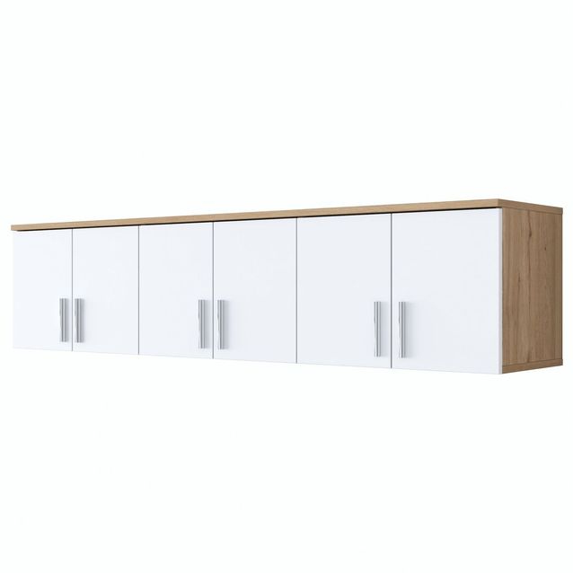 Seinäkaappi Linento Furniture EA114-2720, leveys 180cm, valkoinen/ruskea