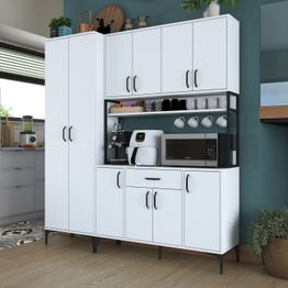 Säilytyskokonaisuus keittiöön Linento Furniture JE133-3054, leveys 180cm, korkeus 198.6cm, valkoinen