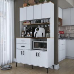 Aamiaiskaappi Linento Furniture JE208, valkoinen/pähkinänruskea