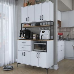 Aamiaiskaappi Linento Furniture JE209, valkoinen/pähkinänruskea