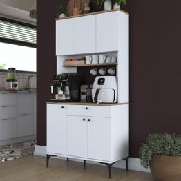 Aamiaiskaappi Linento Furniture JE196, valkoinen/pähkinänruskea