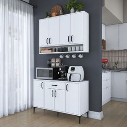 Aamiaiskaappi/kahvipiste Linento Furniture JE205, valkoinen