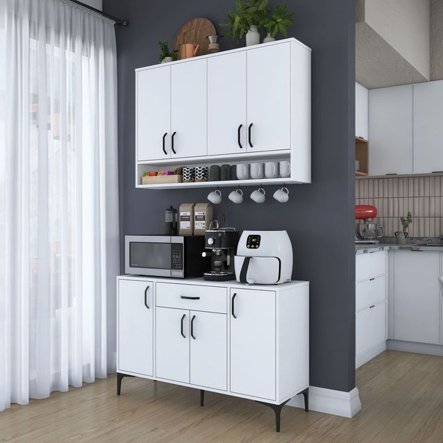 Aamiaiskaappi/kahvipiste Linento Furniture JE205, valkoinen