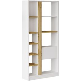 Kirjahylly Linento Furniture LV21 tammi/valkoinen