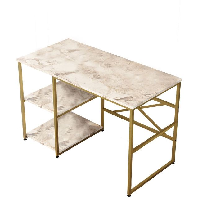 Työpöytä Linento Furniture VG23-GE valkoinen marmori/kulta