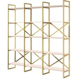 Kirjahylly Linento Furniture VG6-W valkoinen/kulta