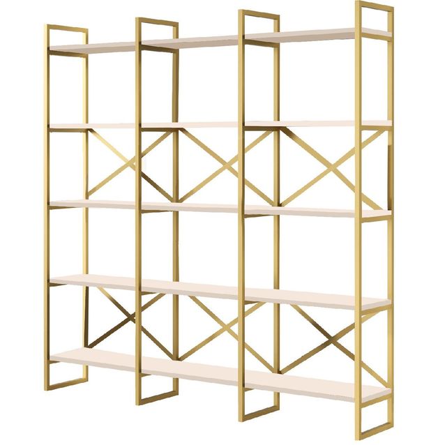 Kirjahylly Linento Furniture VG6-W valkoinen/kulta