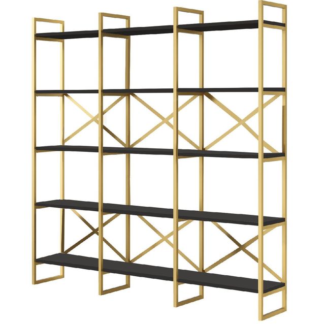 Kirjahylly Linento Furniture VG6-LB musta/kulta