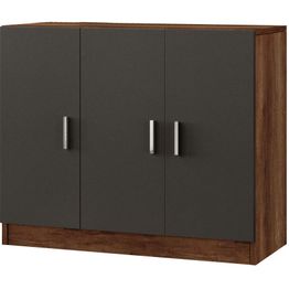 Matala kaappi Linento Furniture Vario E kaksivärinen tummanruskea/harmaa