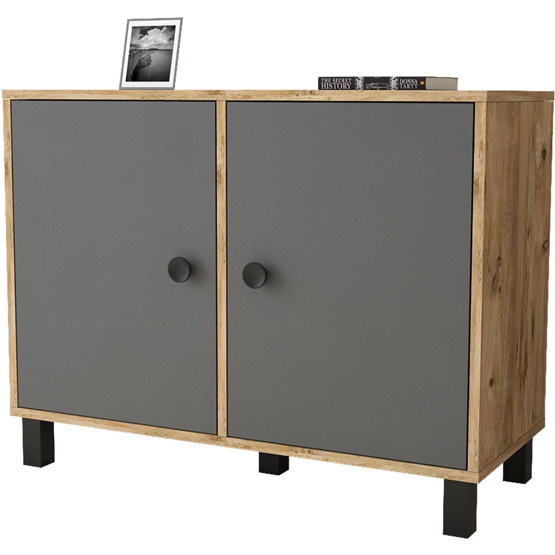 Sivukaappi Linento Furniture VL35 ruskea/harmaa