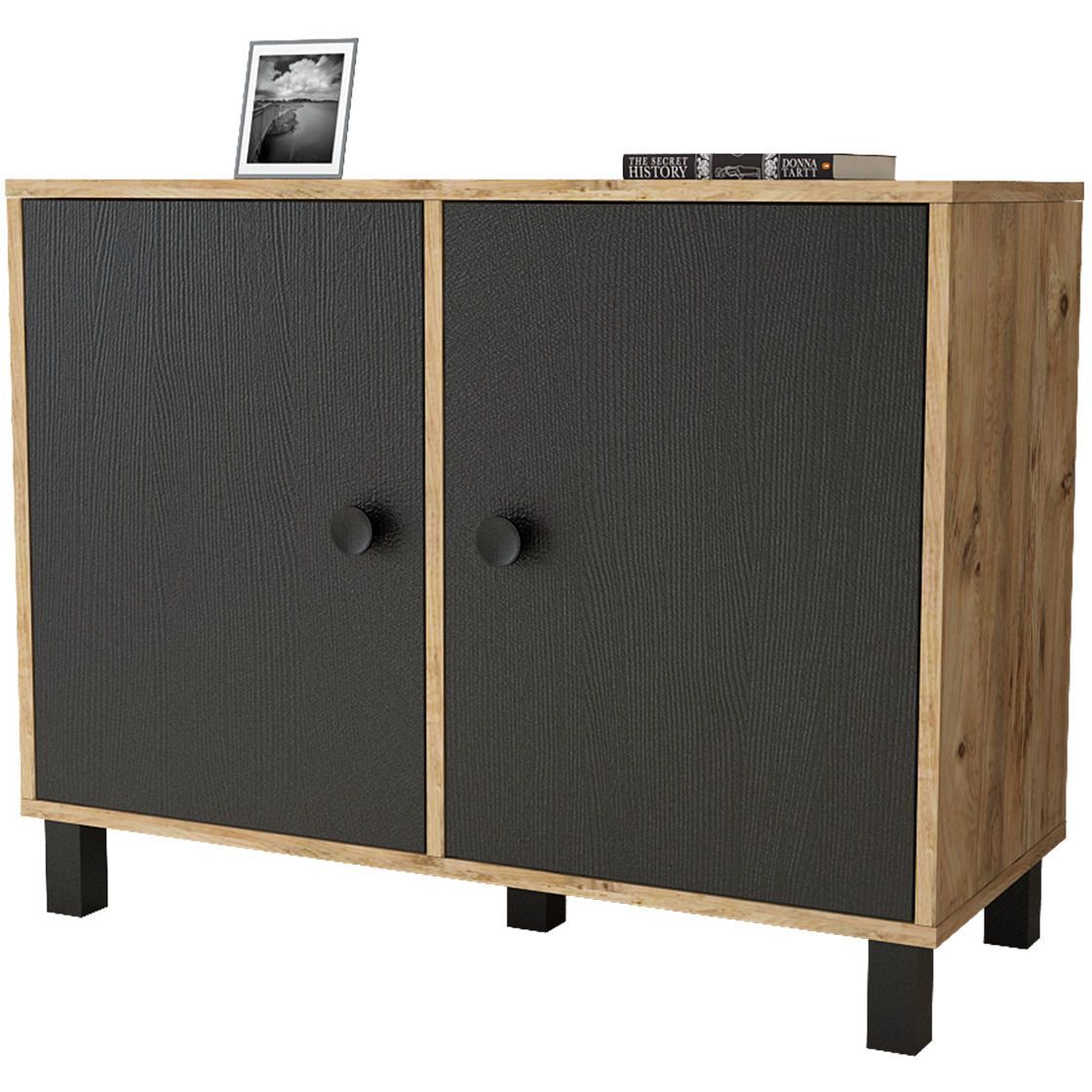 Sivukaappi Linento Furniture VL35 ruskea/musta