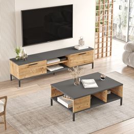 Olohuoneen huonekalusetti Linento Furniture Rl5-Aa, ruskea/antrasiitti