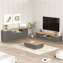 Olohuoneen huonekalusetti Linento Furniture FR18-AA, ruskea/antrasiitti