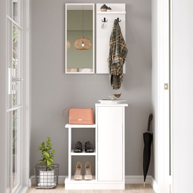 Säilytyskokonaisuus eteiseen Linento Furniture CH1 valkoinen