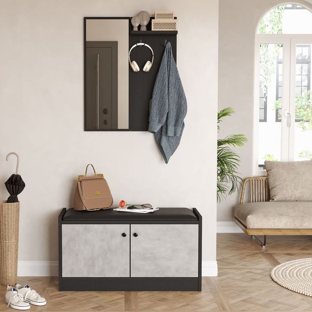 Säilytyskokonaisuus eteiseen Linento Furniture LS1 harmaa/musta