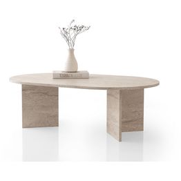 Sohvapöytä Linento Furniture Oscar-9544, 128x80cm, beige travertiinikuosi