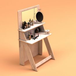 Meikkipöytä Linento Furniture Beauty Natural, 85x45cm, puunruskea