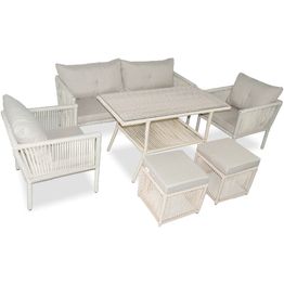 Sohvaryhmä Linento Garden Shangai 4, 2-istuttava sohva, 2 tuolia, 2 rahia + pöytä, eri värejä