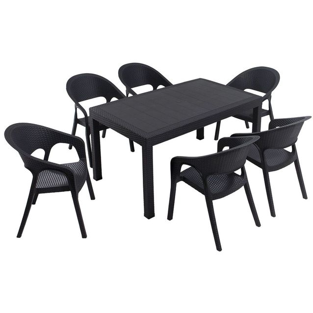 Ruokailuryhmä Linento Garden Large 6:n istuttava antrasiitti