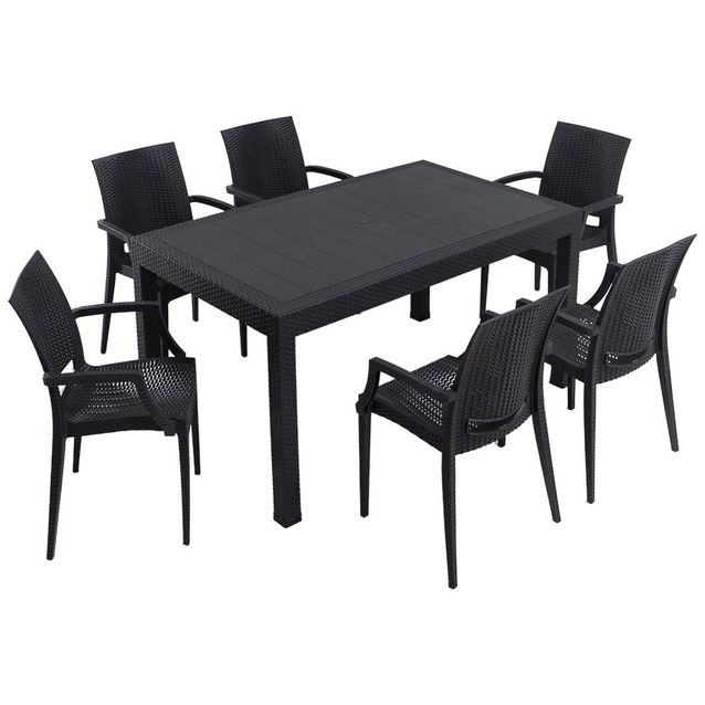 Ruokailuryhmä Linento Garden Rattan Large Lux 6:n istuttava antrasiitti